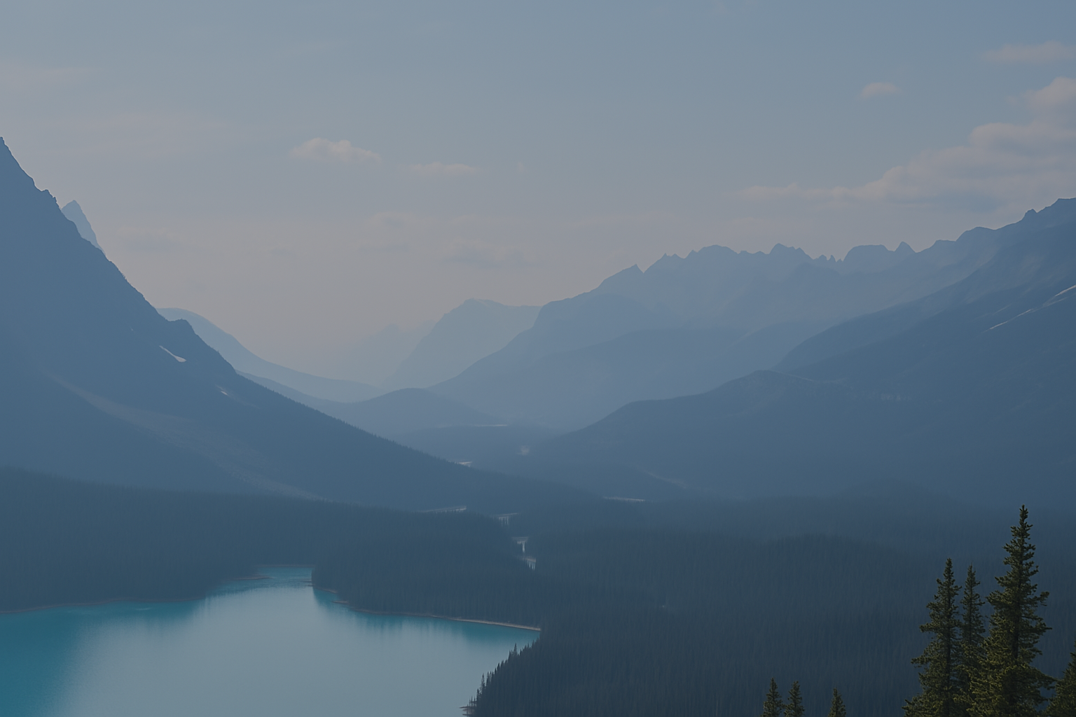 Paisaje montañoso con lago